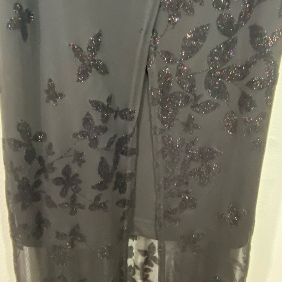 Vintage Slip Dress Mesh Overlay Sparkly Y2K Whimsigoth Long Strappy M 8Tall Vamp - Picture 13 of 15